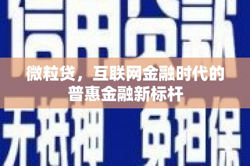 万柏林微粒贷，互联网金融时代的普惠金融新标杆