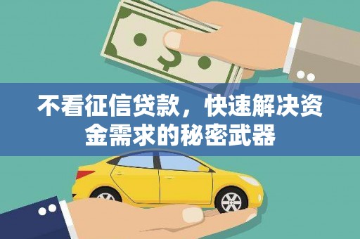 万柏林不看征信贷款，快速解决资金需求的秘密武器