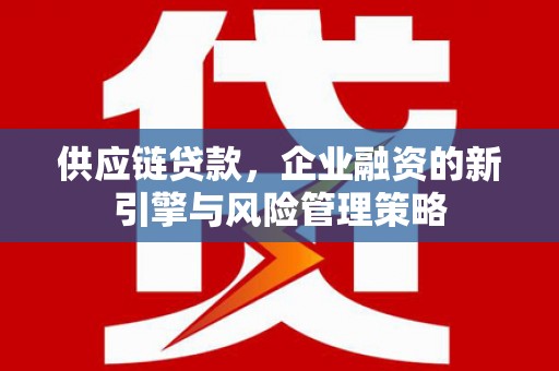 万柏林供应链贷款，企业融资的新引擎与风险管理策略